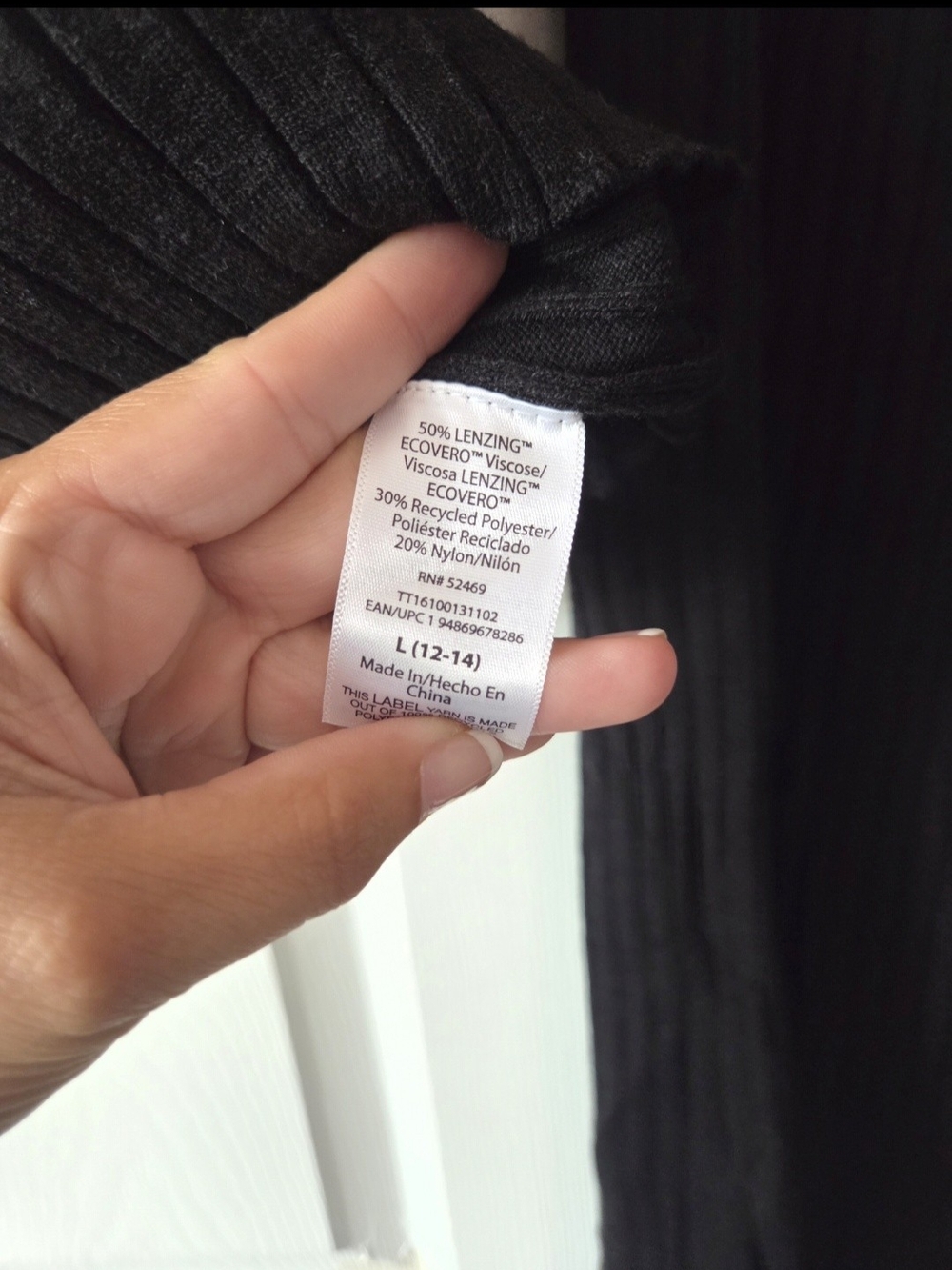 Time and Tru Womens Black Ribbed Knit Top & Pants Set Size L NWT - Picture 6 of 6